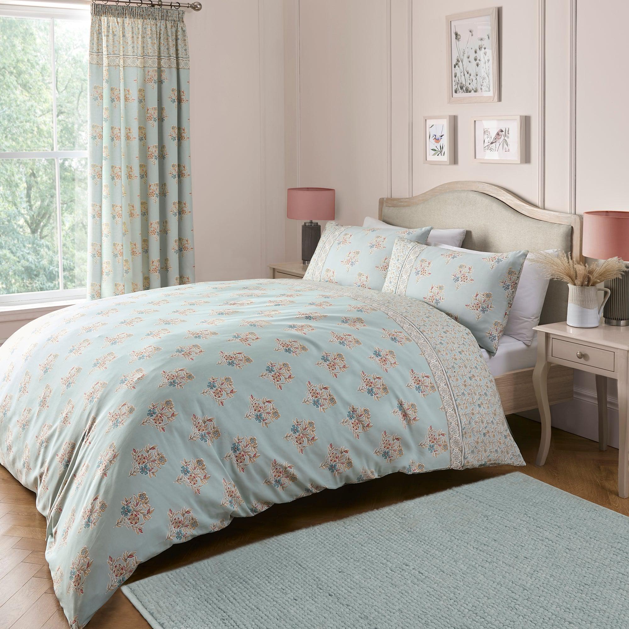 D & D Lorena Patchwork Duvet Cover Set - Duck Egg
