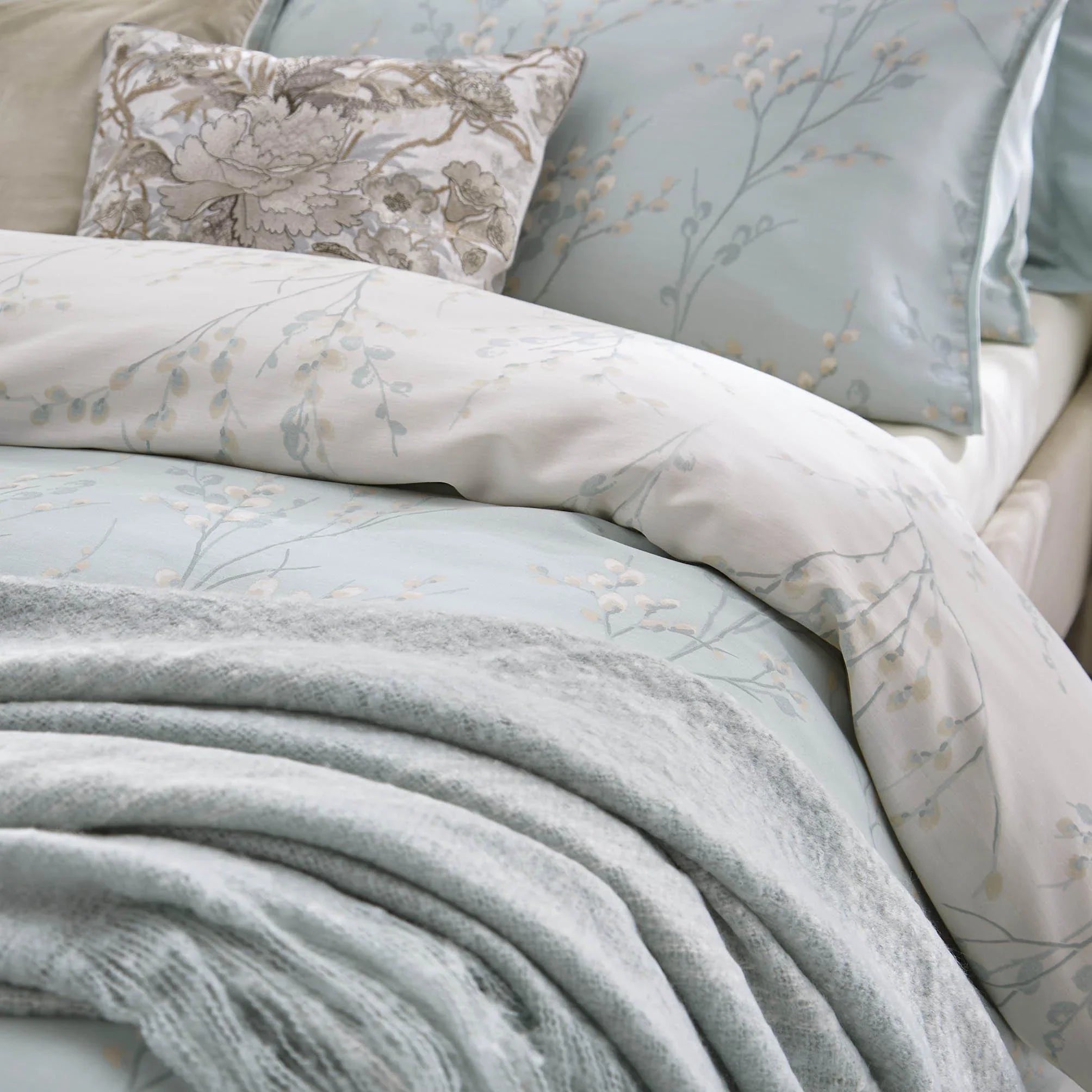 Laura Ashley Pussy Willow Duvet Cover Set - Duck Egg