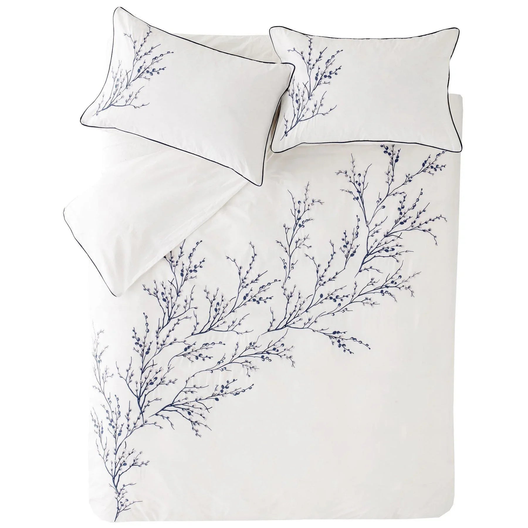 Laura Ashley Pussy Willow Embroidered Duvet Cover Set - Sprig