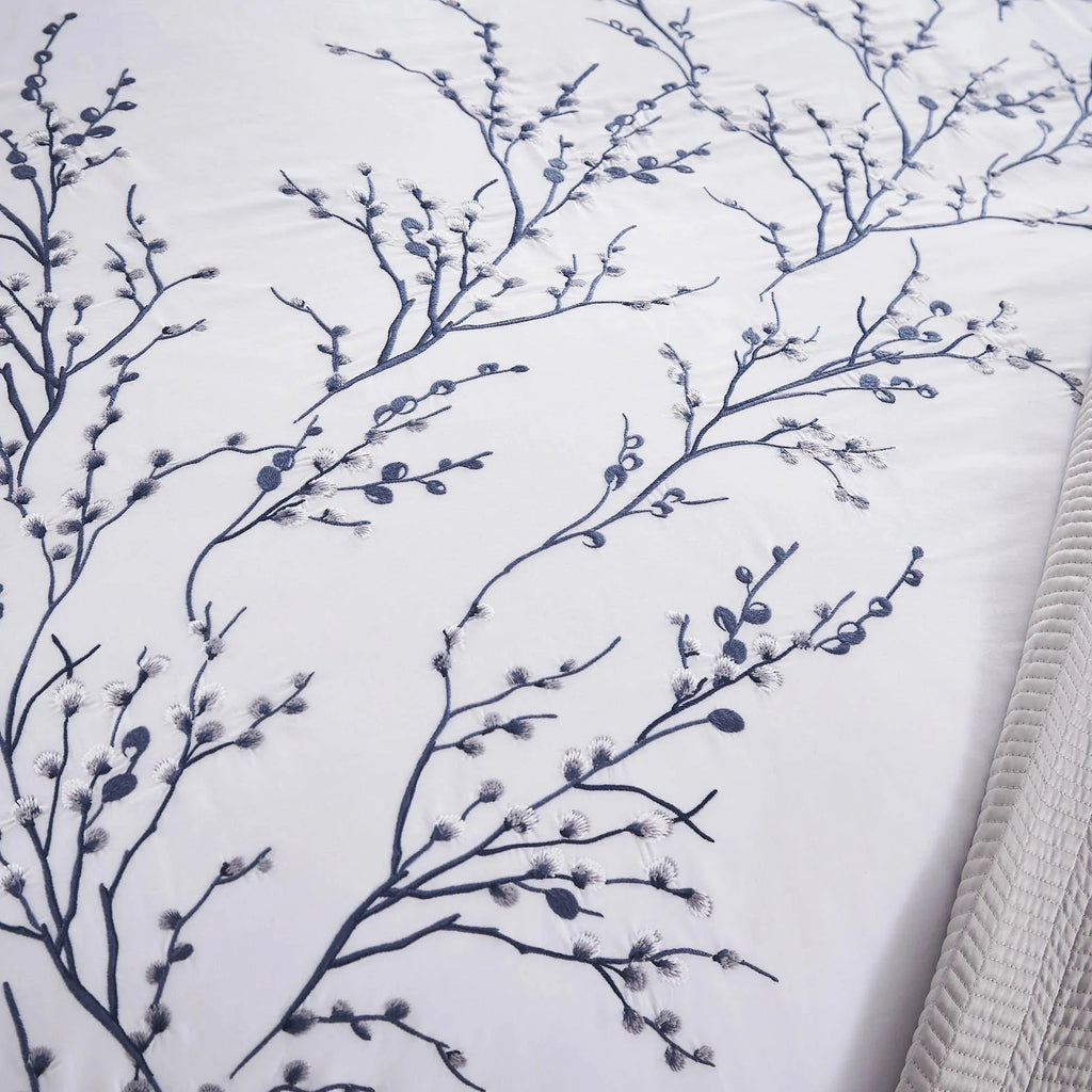 Laura Ashley Pussy Willow Embroidered Duvet Cover Set - Sprig