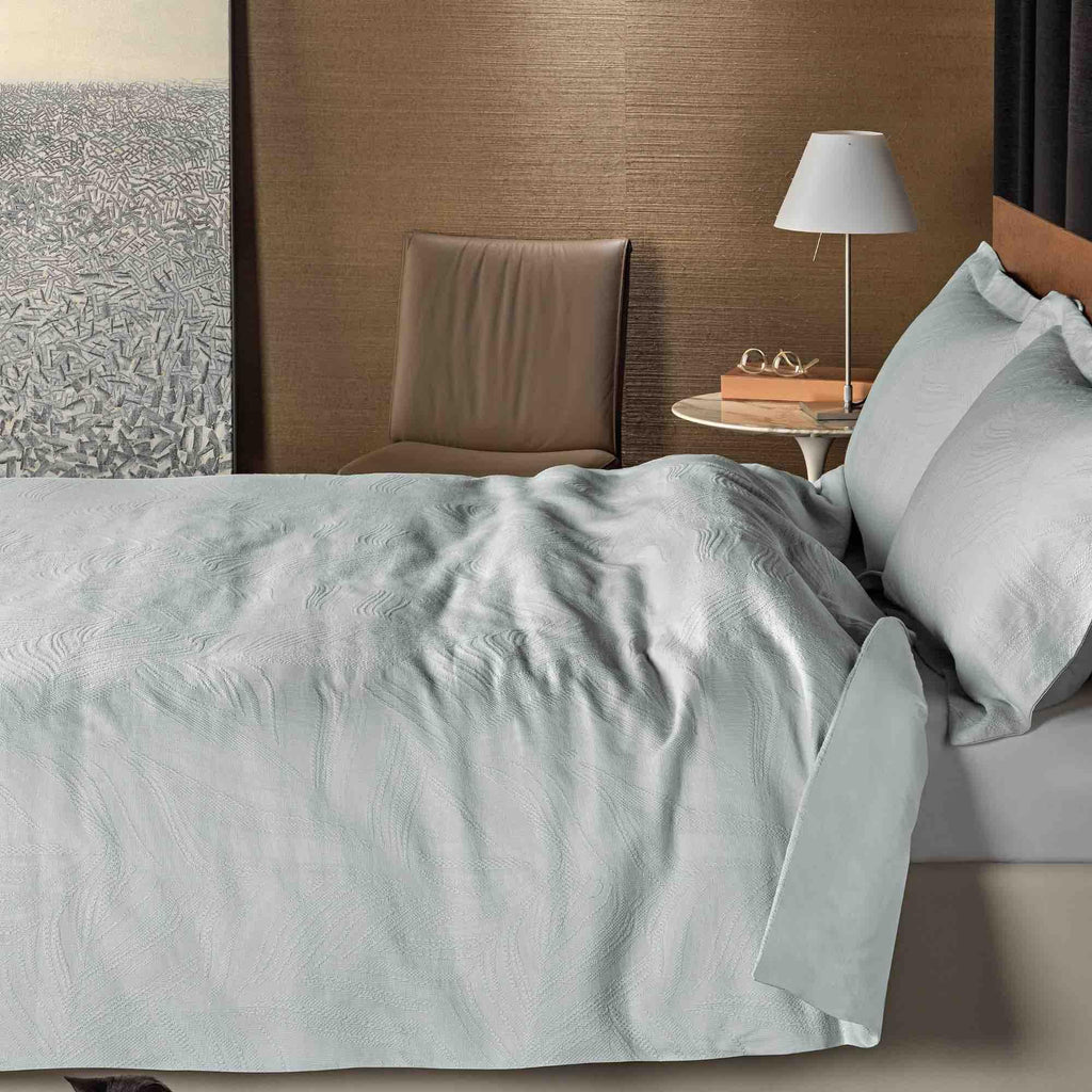 Linen Leaf Stonewash Duvet Cover Set - Duck Egg