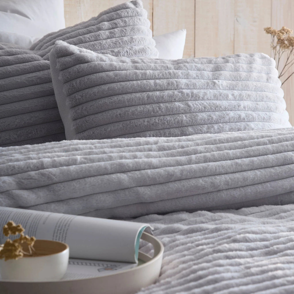 Appletree Hygge Morritz Faux Fur Duvet Cover Set - Grey