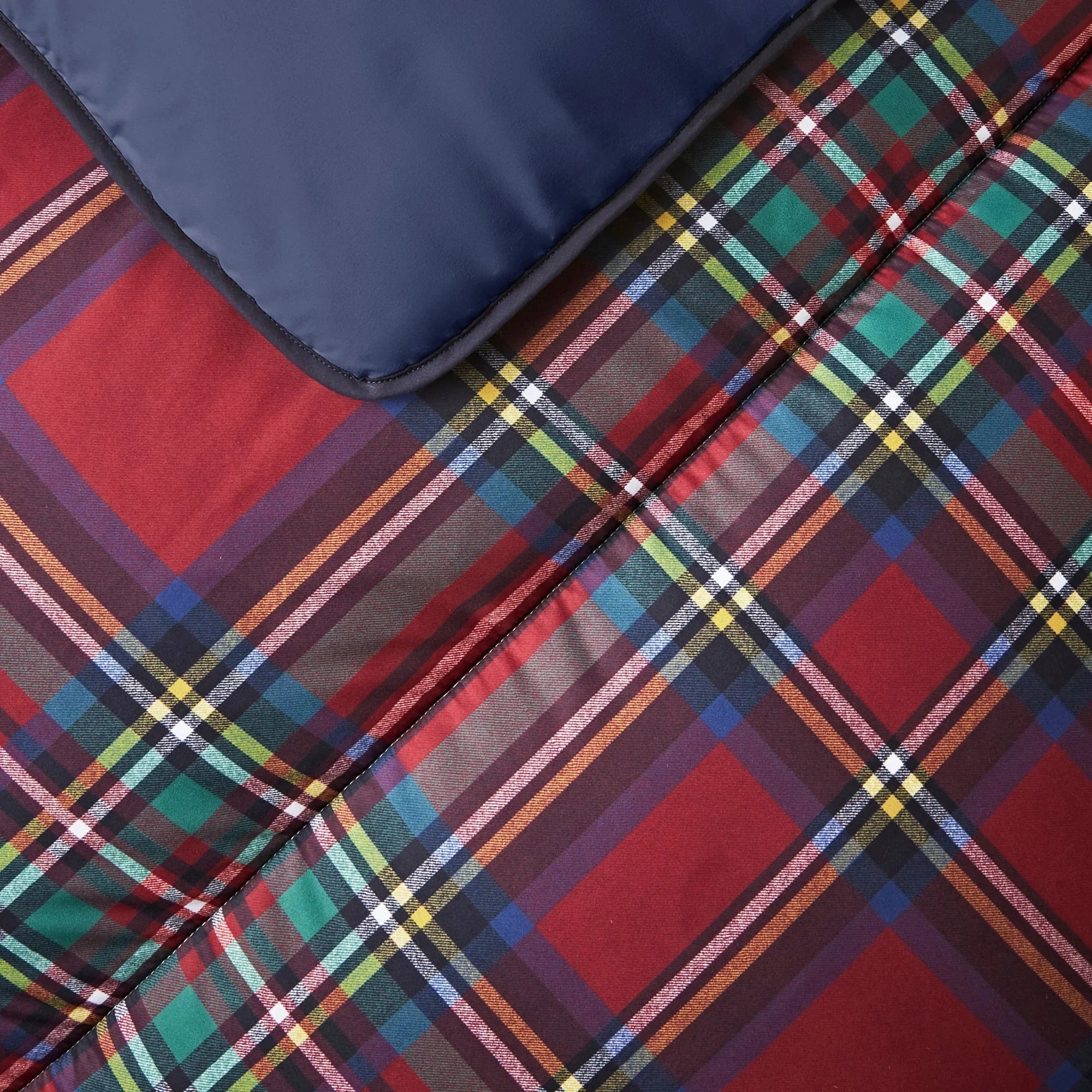 Night Lark Classic Tartan Coverless Duvet Set - Berry Red