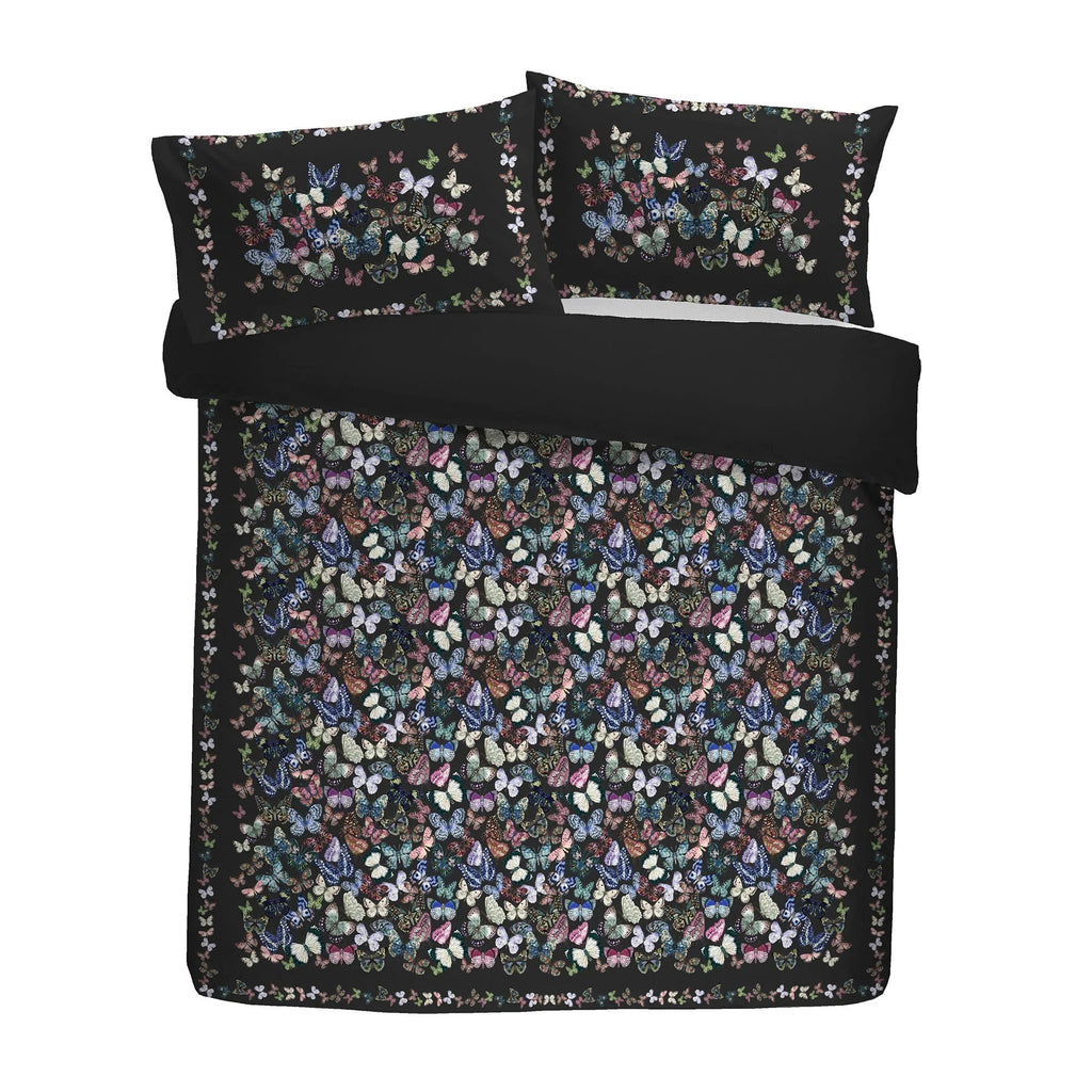 Soiree Papillon Velvet Duvet Cover Set - Charcoal