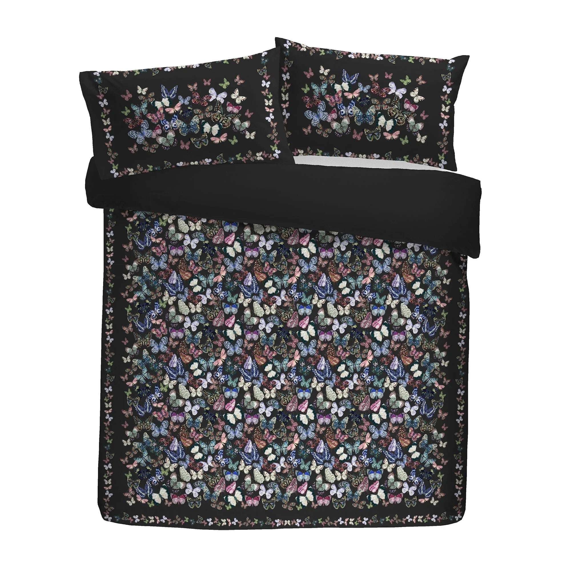Soiree Papillon Velvet Duvet Cover Set - Charcoal