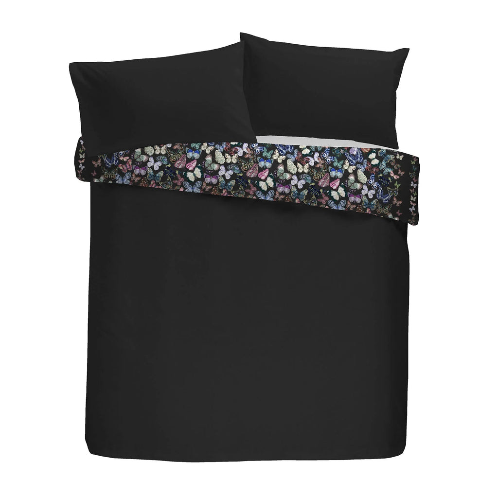 Soiree Papillon Velvet Duvet Cover Set - Charcoal