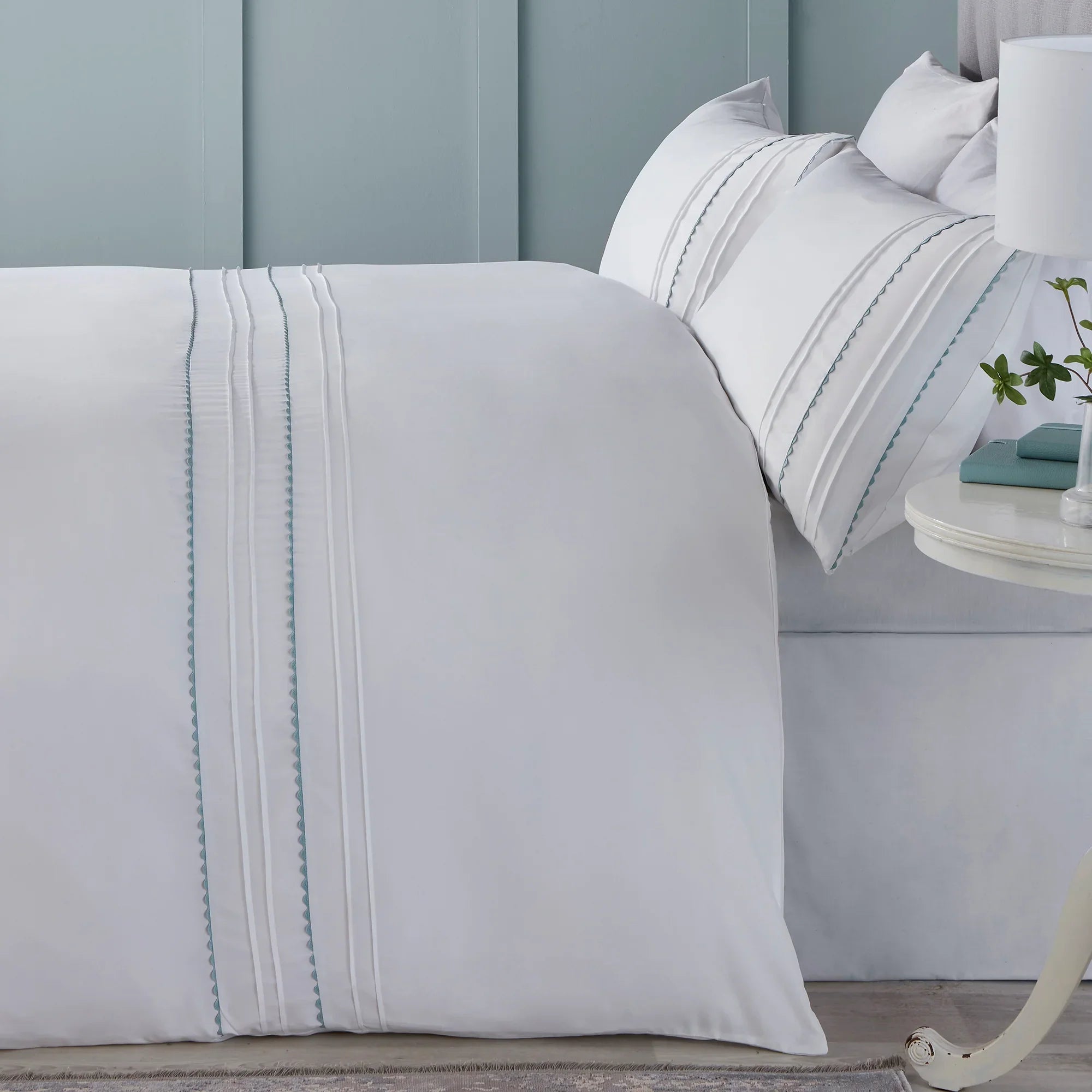 Serene Ric Rac Duvet Cover Set - Duck Egg