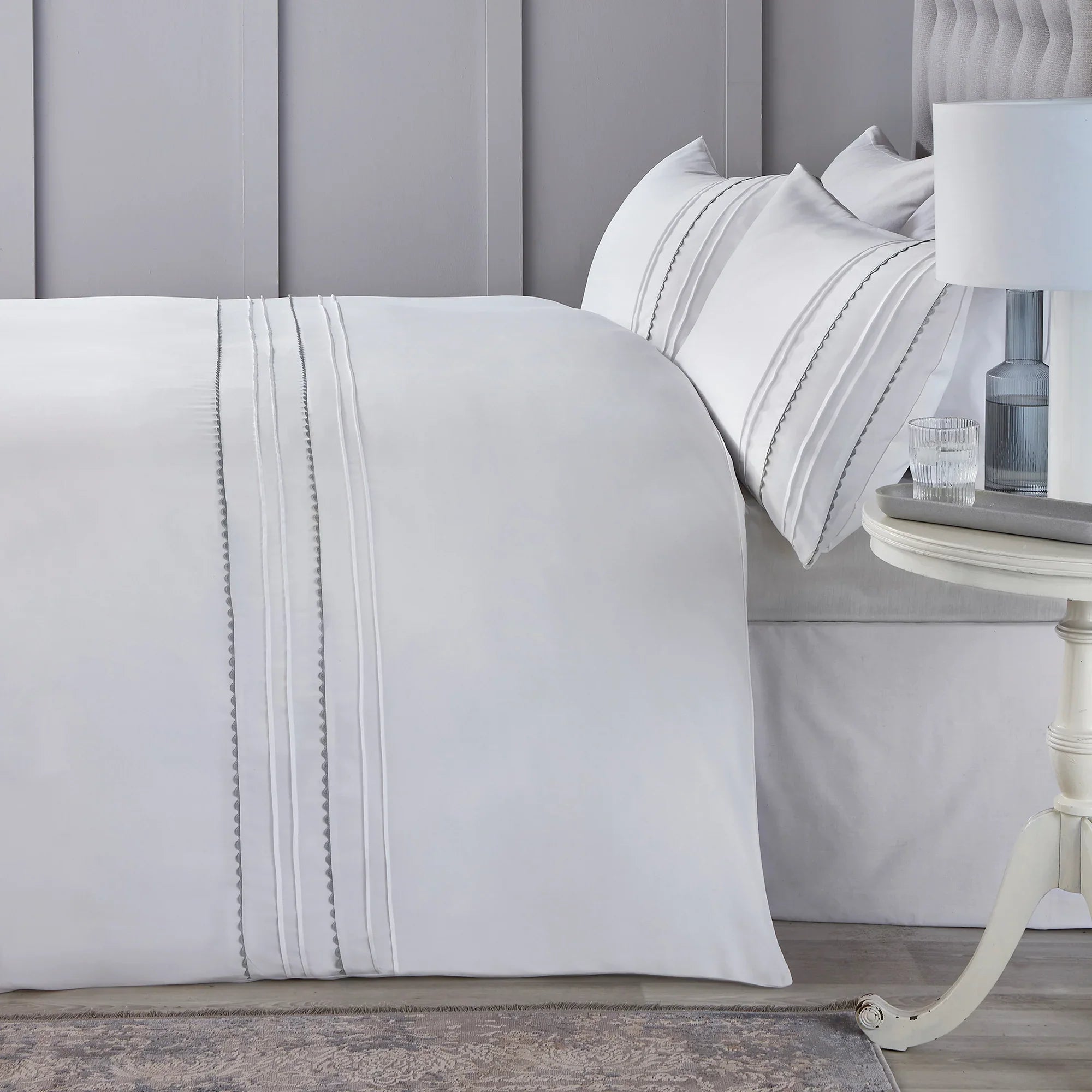 Serene Ric Rac Duvet Cover Set - Silver