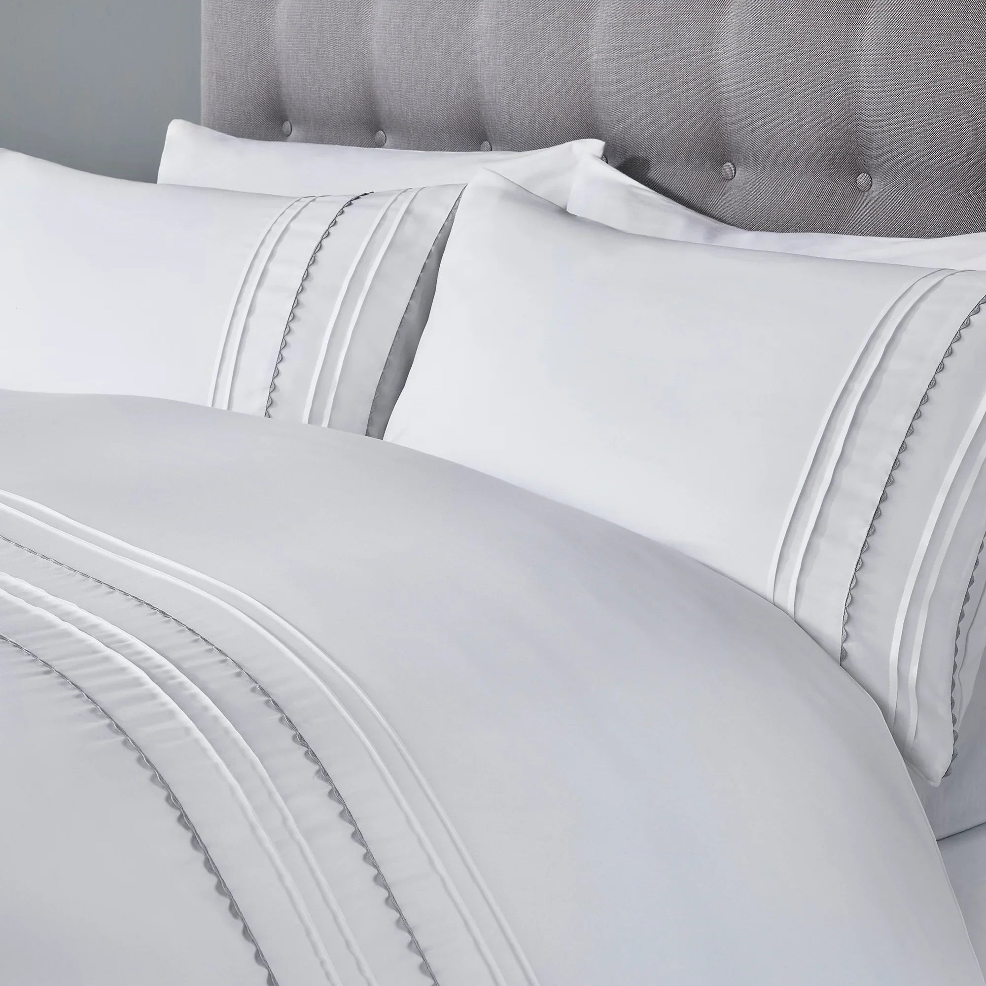 Serene Ric Rac Duvet Cover Set - Silver