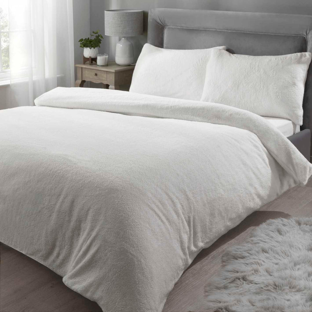 Sherpa Teddy Fleece Duvet Cover Set - Cream