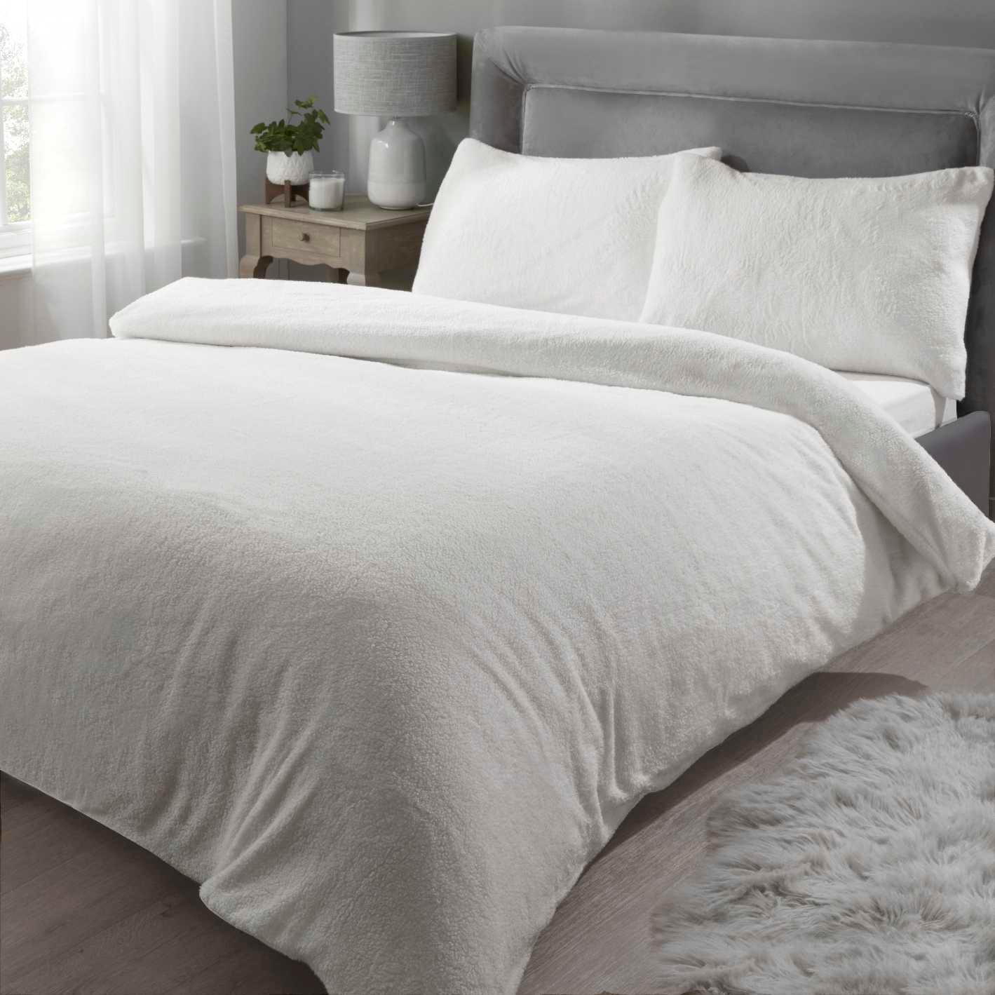 Sherpa Teddy Fleece Duvet Cover Set - Cream