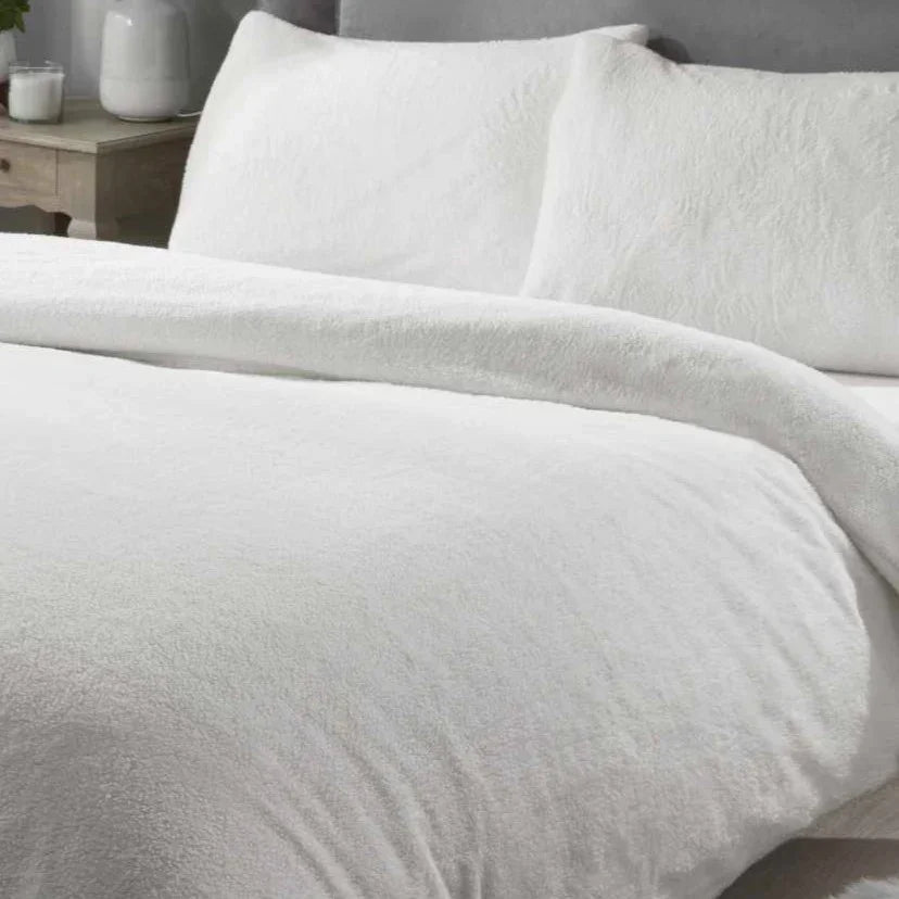 Sherpa Teddy Fleece Duvet Cover Set - Cream