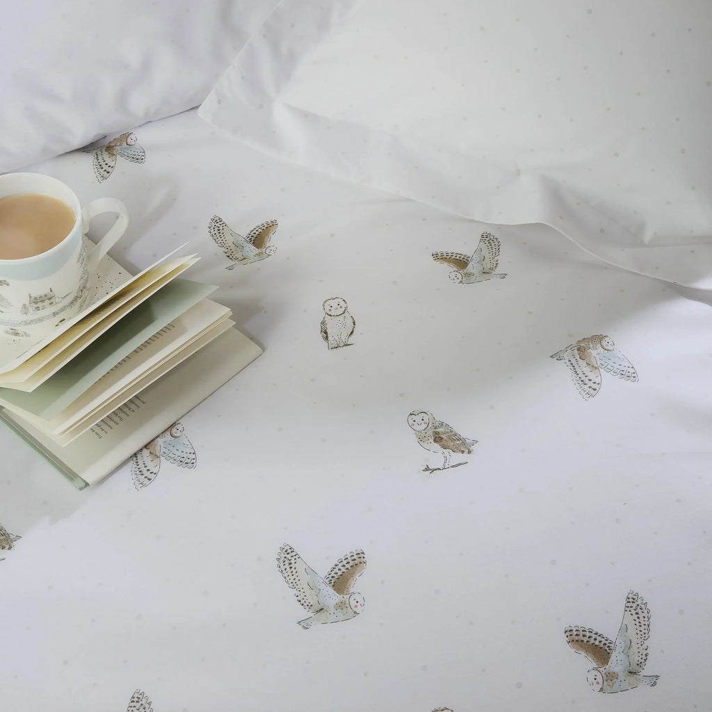 Sophie Allport Snowy Owls Duvet Cover Set - White
