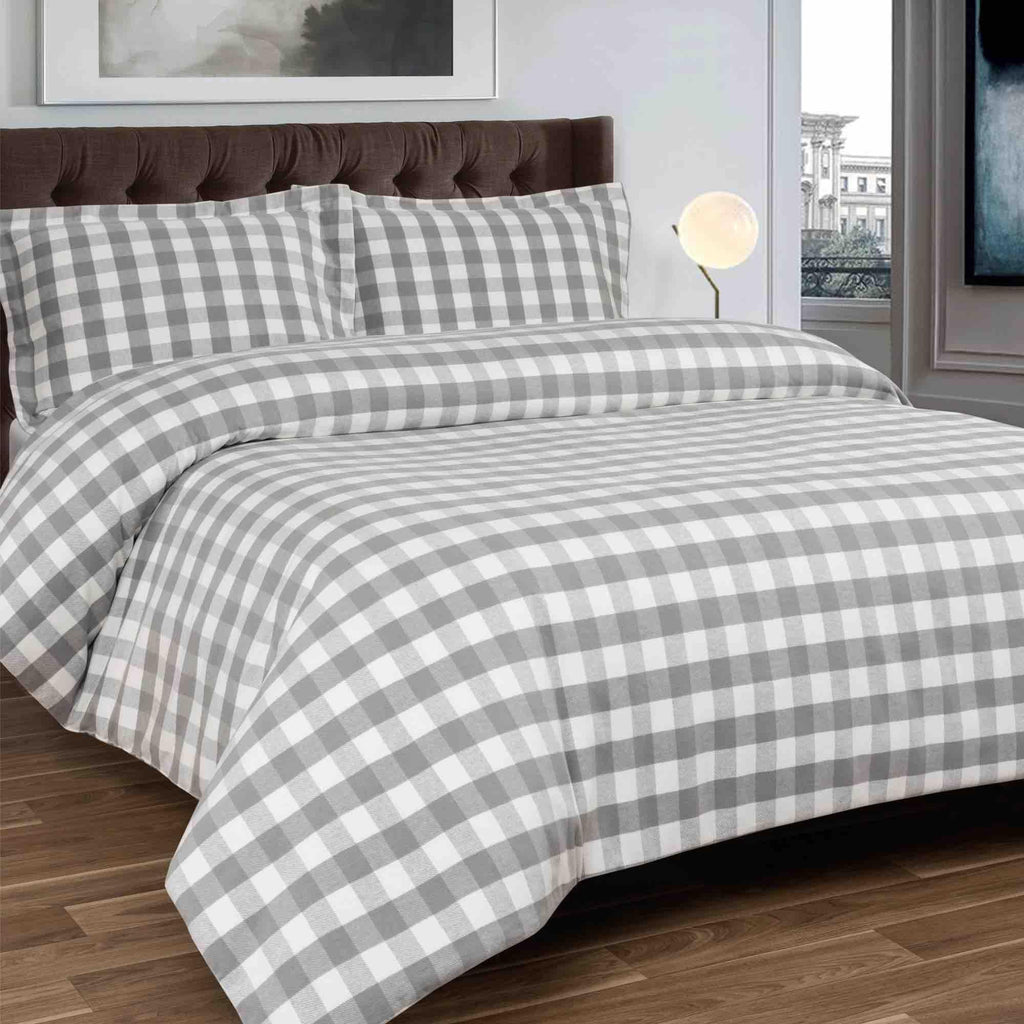 Stirling Brushed Cotton Duvet Cover Set - Grey