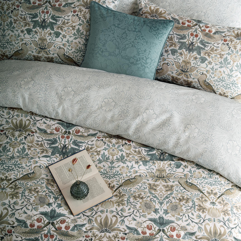 William Morris Strawberry Thief Duvet Cover Set - Hessian