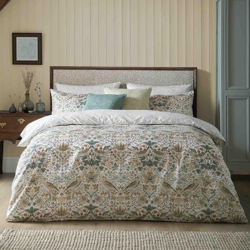William Morris Strawberry Thief Duvet Cover Set - Hessian