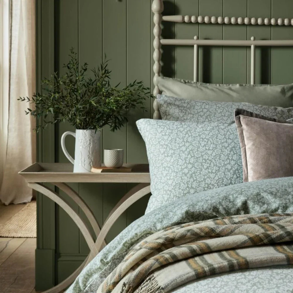 Laura Ashley Sweet Alyssum Brushed Cotton Duvet Cover Set - Sage