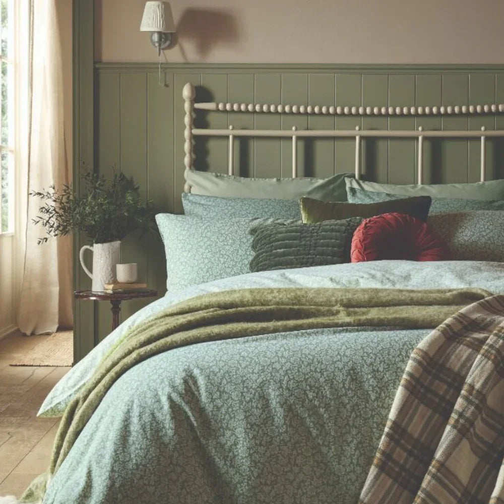 Laura Ashley Sweet Alyssum Brushed Cotton Duvet Cover Set - Sage