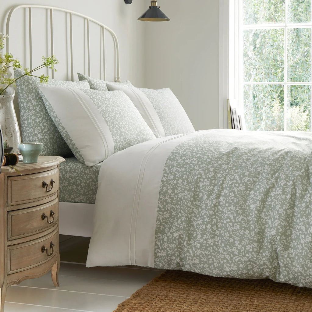 D & D Tess Duvet Cover Set - Green