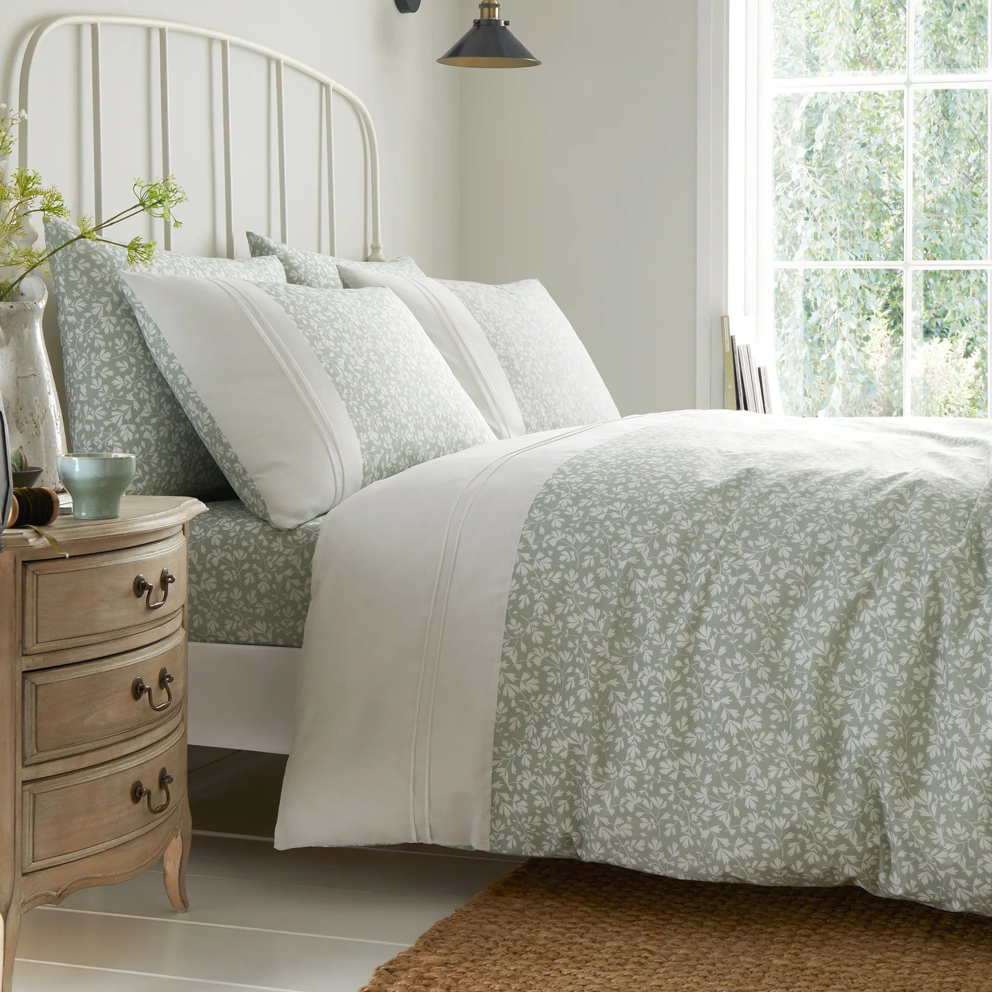D & D Tess Duvet Cover Set - Green