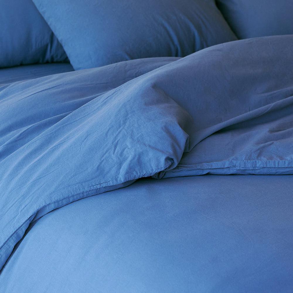Tavira Washed Cotton Duvet Cover - Blue