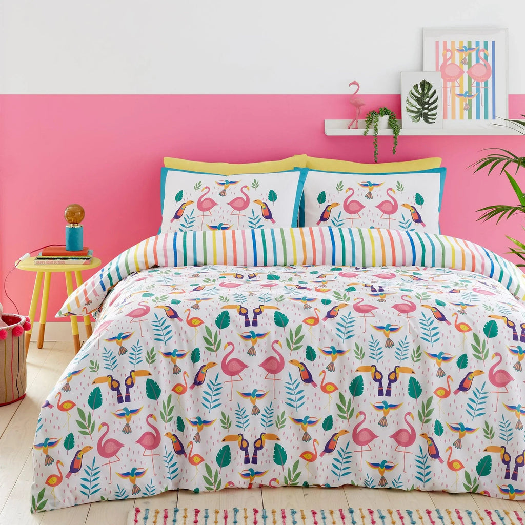Fusion Tropical Flamingo Duvet Cover Set - Pink