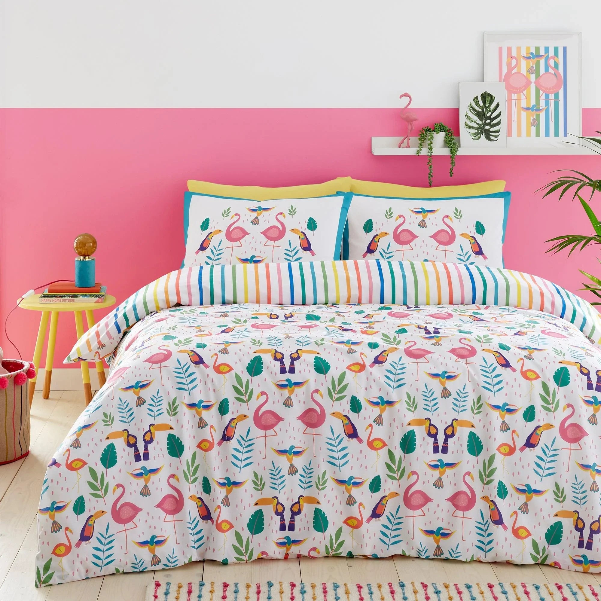 Fusion Tropical Flamingo Duvet Cover Set - Pink