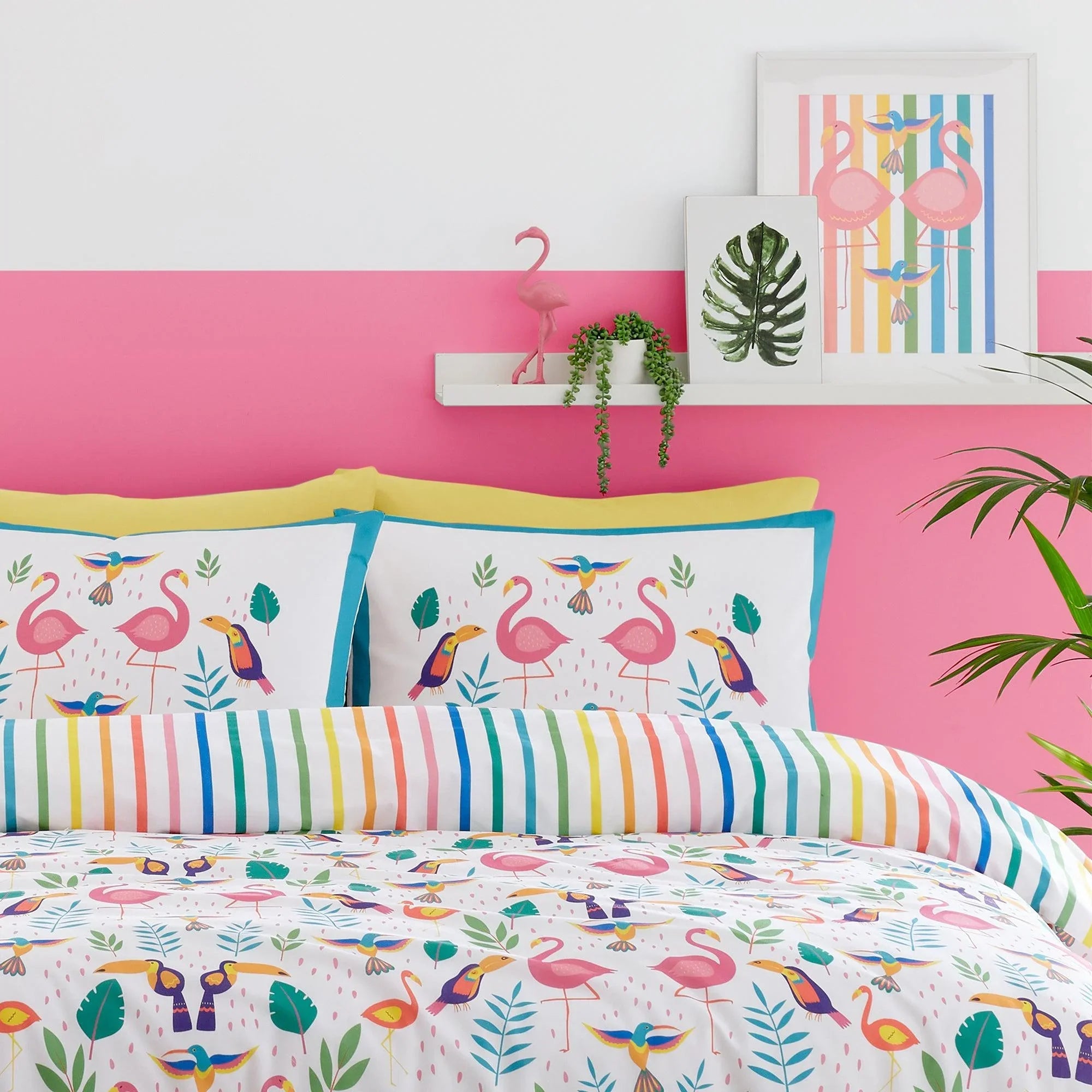 Fusion Tropical Flamingo Duvet Cover Set - Pink