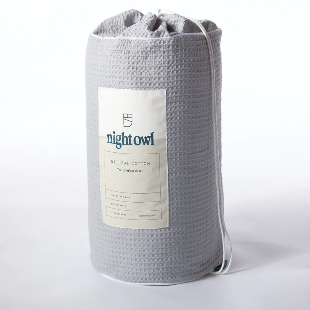 Night Owl Cotton Waffle Coverless Duvet - Grey