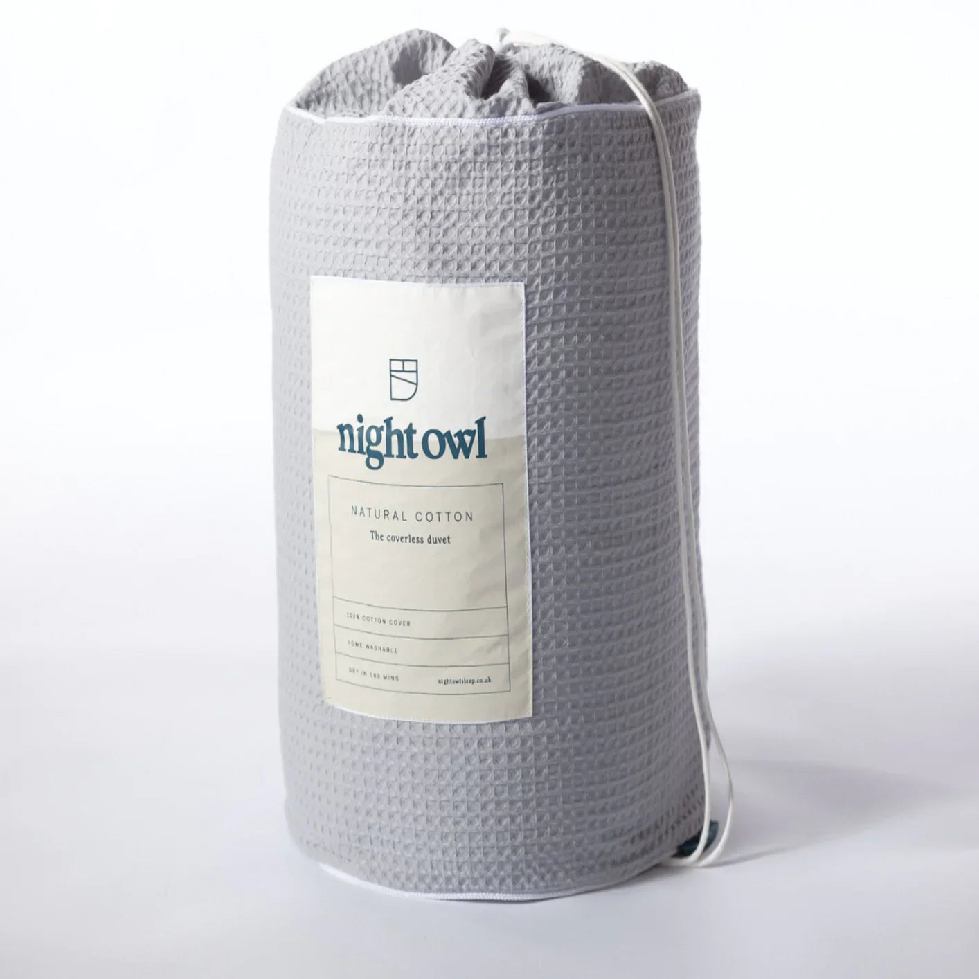 Night Owl Cotton Waffle Coverless Duvet - Grey