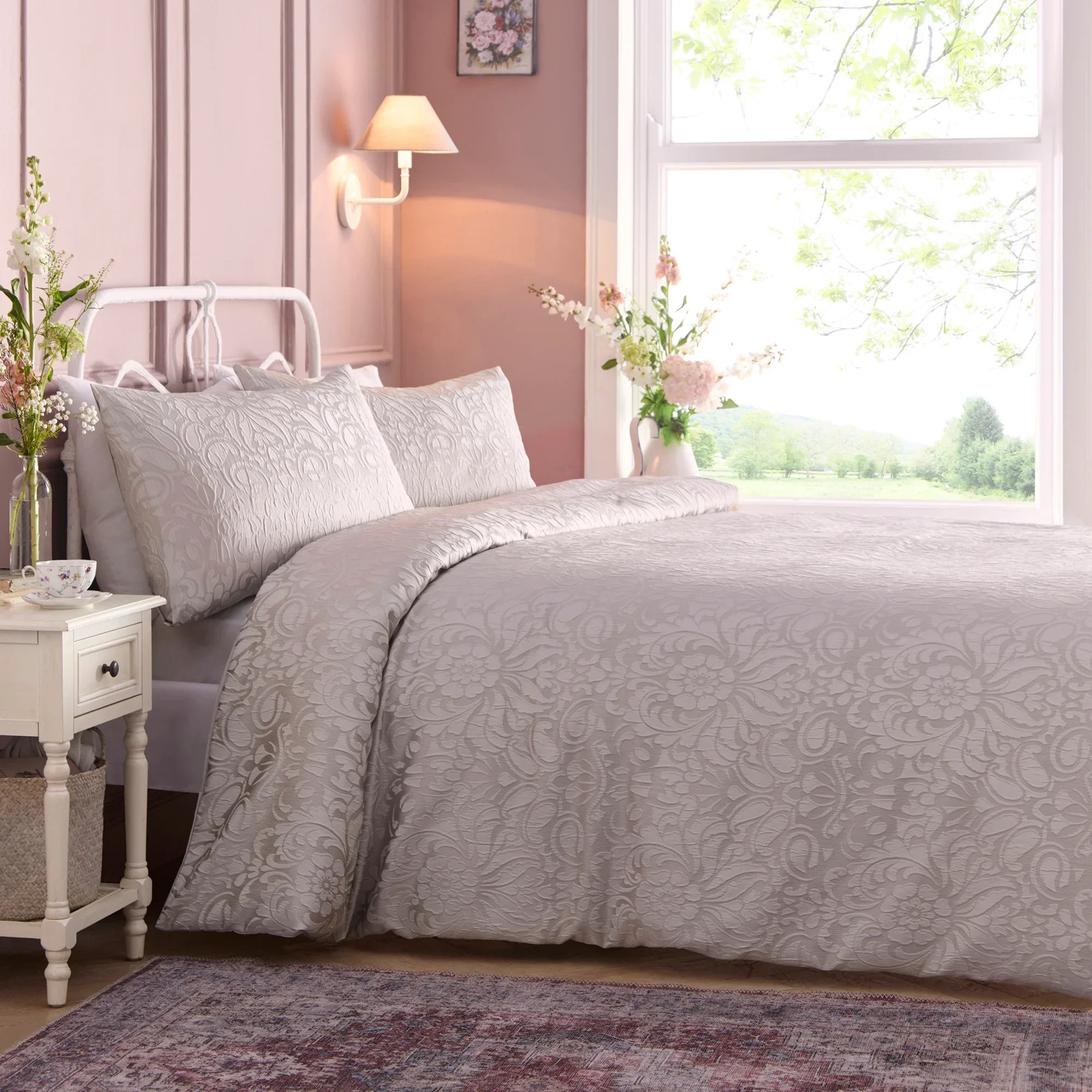 Appletree Heritage Worcester Duvet Cover Set - Silver