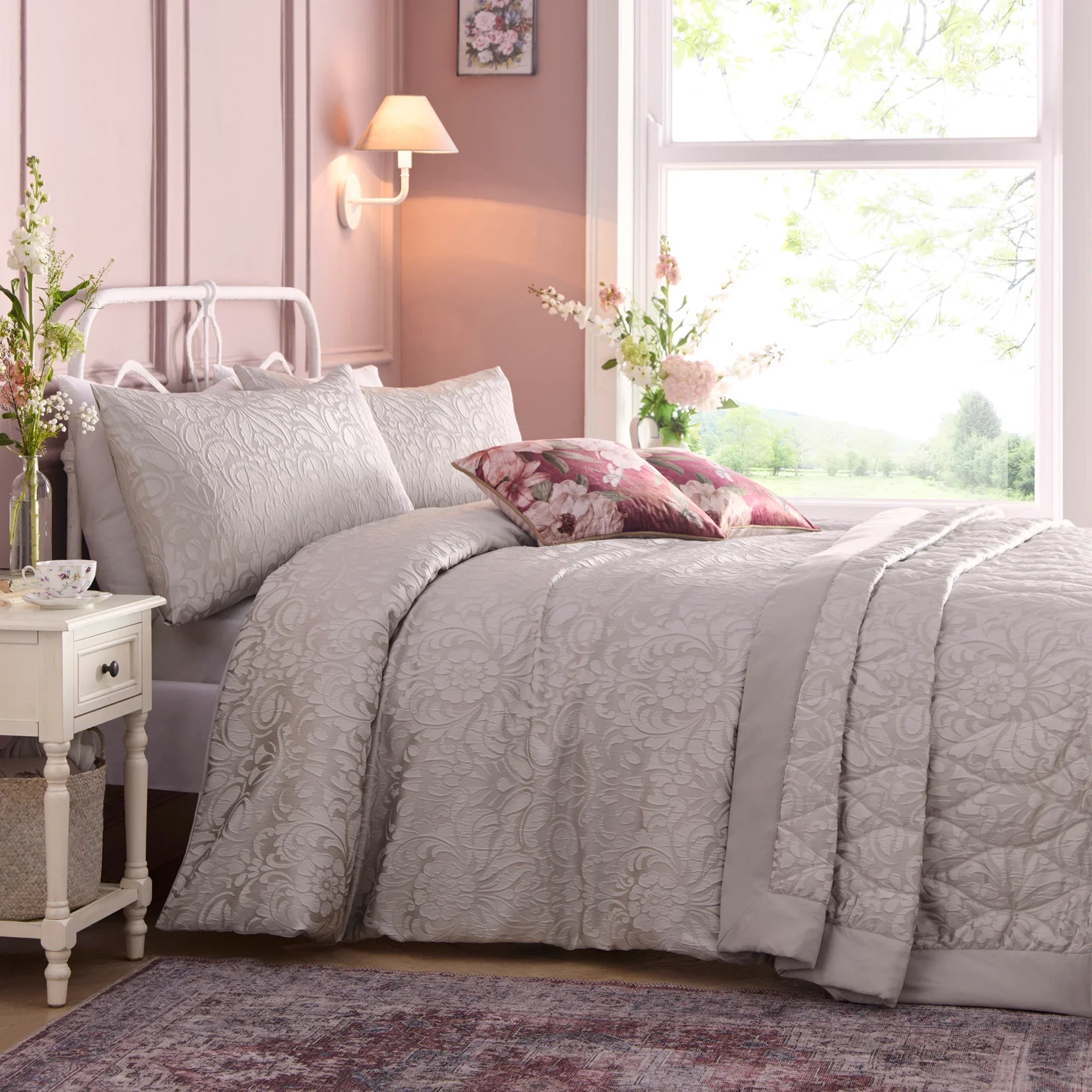 Appletree Heritage Worcester Duvet Cover Set - Silver
