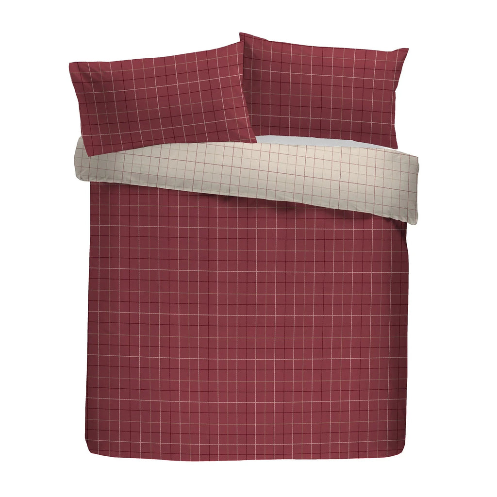 D & D Wynn Brushed Cotton Duvet Cover Set - Burgundy