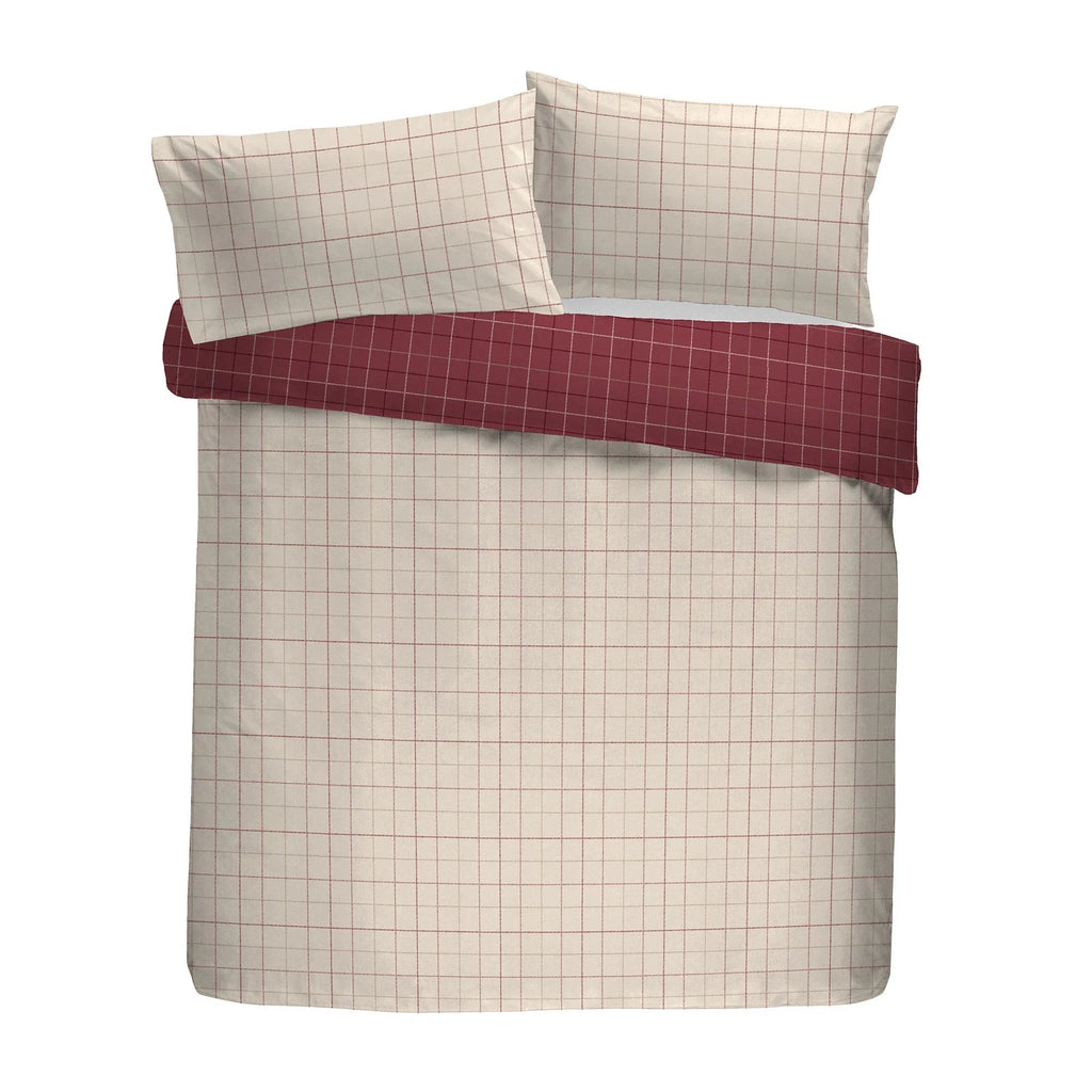 D & D Wynn Brushed Cotton Duvet Cover Set - Burgundy