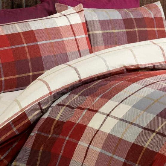 Lomond Check Brushed Cotton Duvet Set - Red