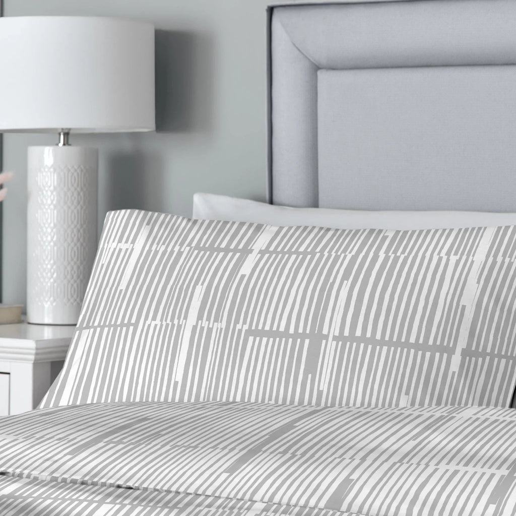 Drift Home Linear Striped Recycled Duvet Cover Set - Grey