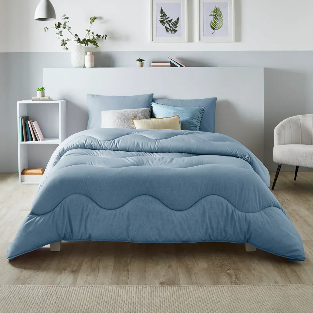 Night Lark® Linen Print Coverless Duvet- Twilight Blue