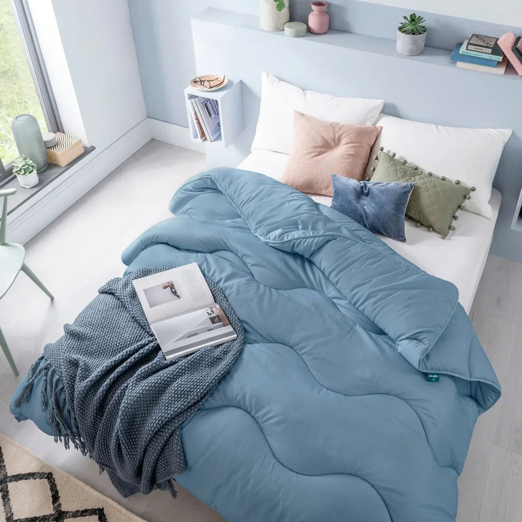 Night Lark® Linen Print Coverless Duvet- Twilight Blue