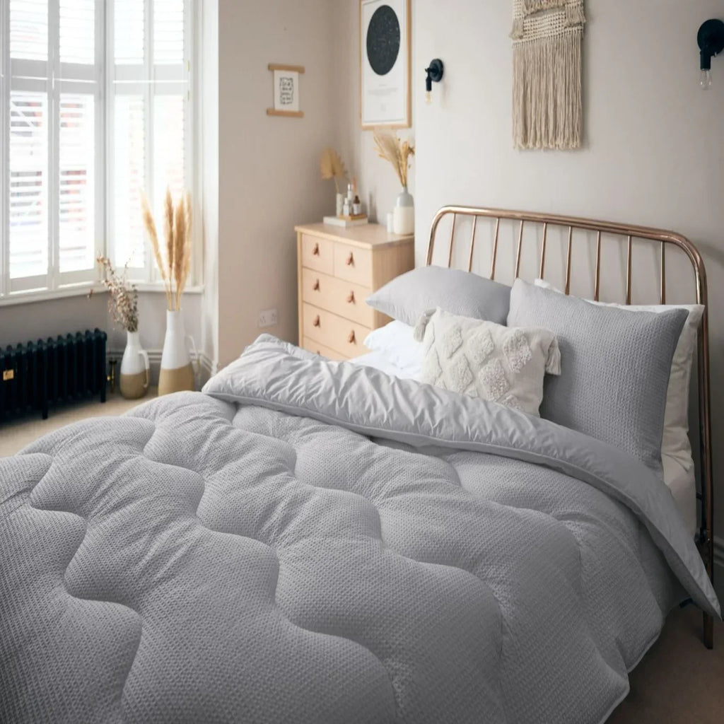 Night Owl Cotton Waffle Coverless Duvet - Grey