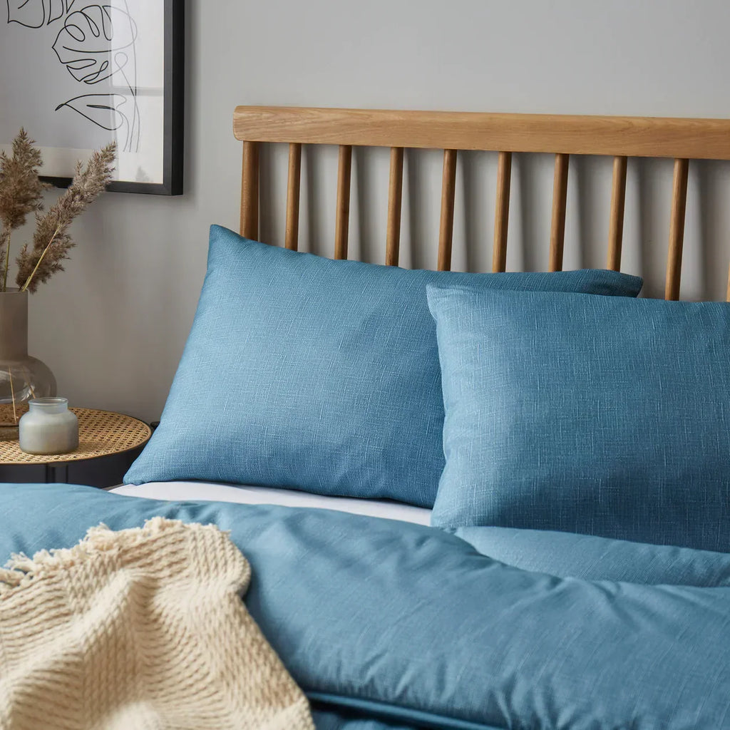 Night Lark® Linen Print Coverless Duvet- Twilight Blue
