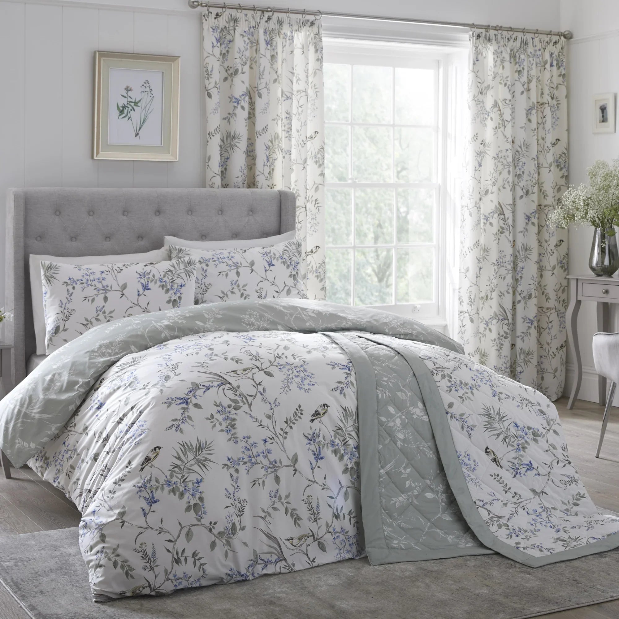 D & D Nora Blossom Duvet Cover Set - Green