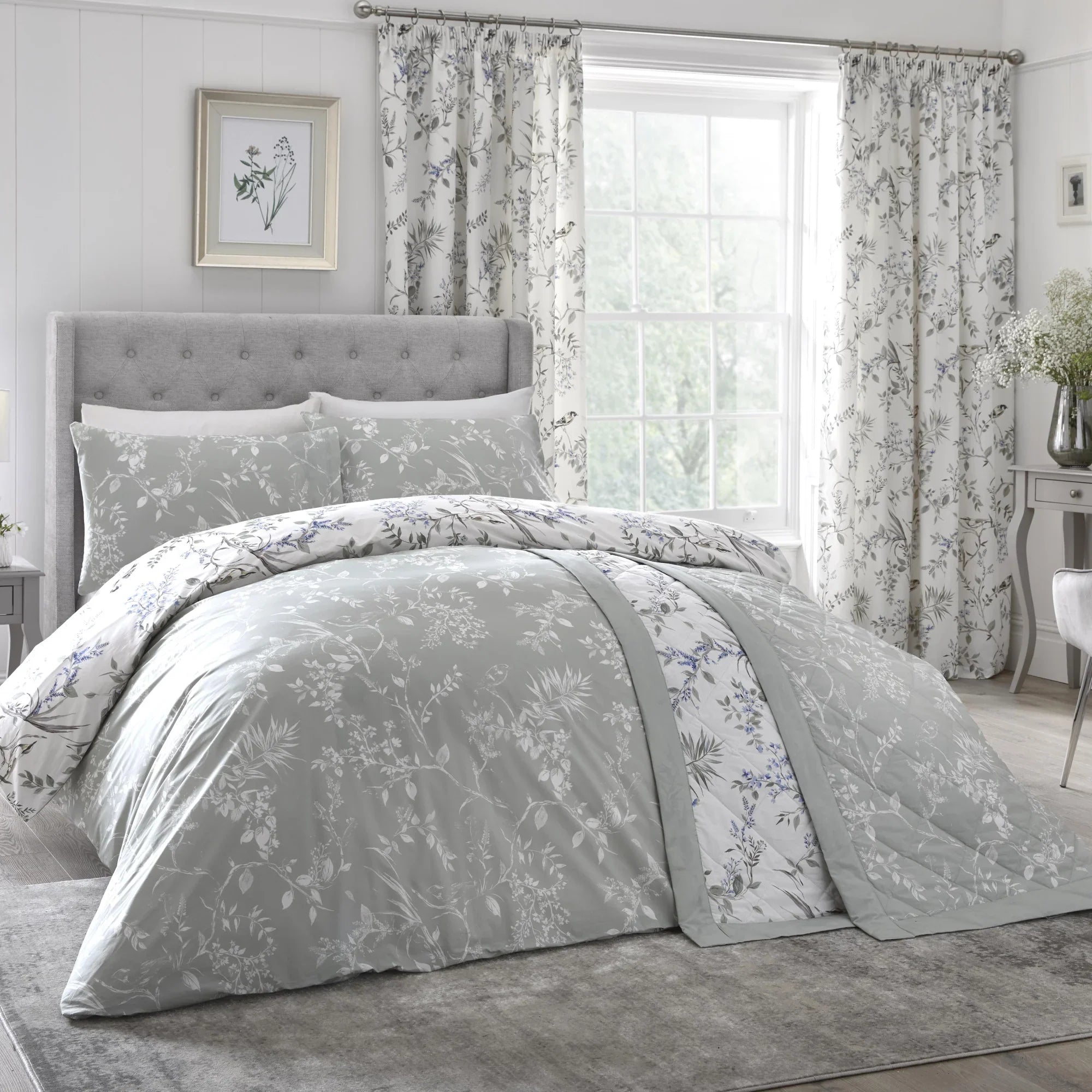 D & D Nora Blossom Duvet Cover Set - Green