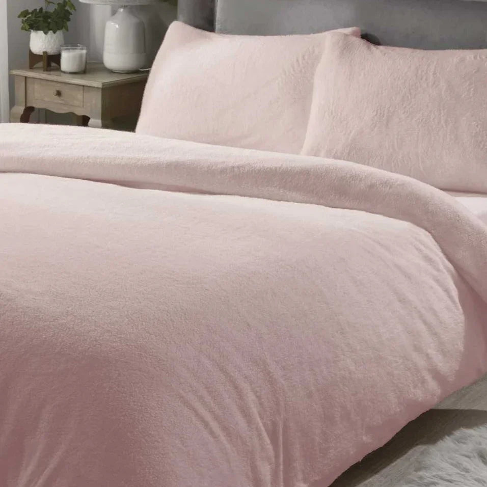 Sherpa Teddy Fleece Duvet Cover Set - Pink
