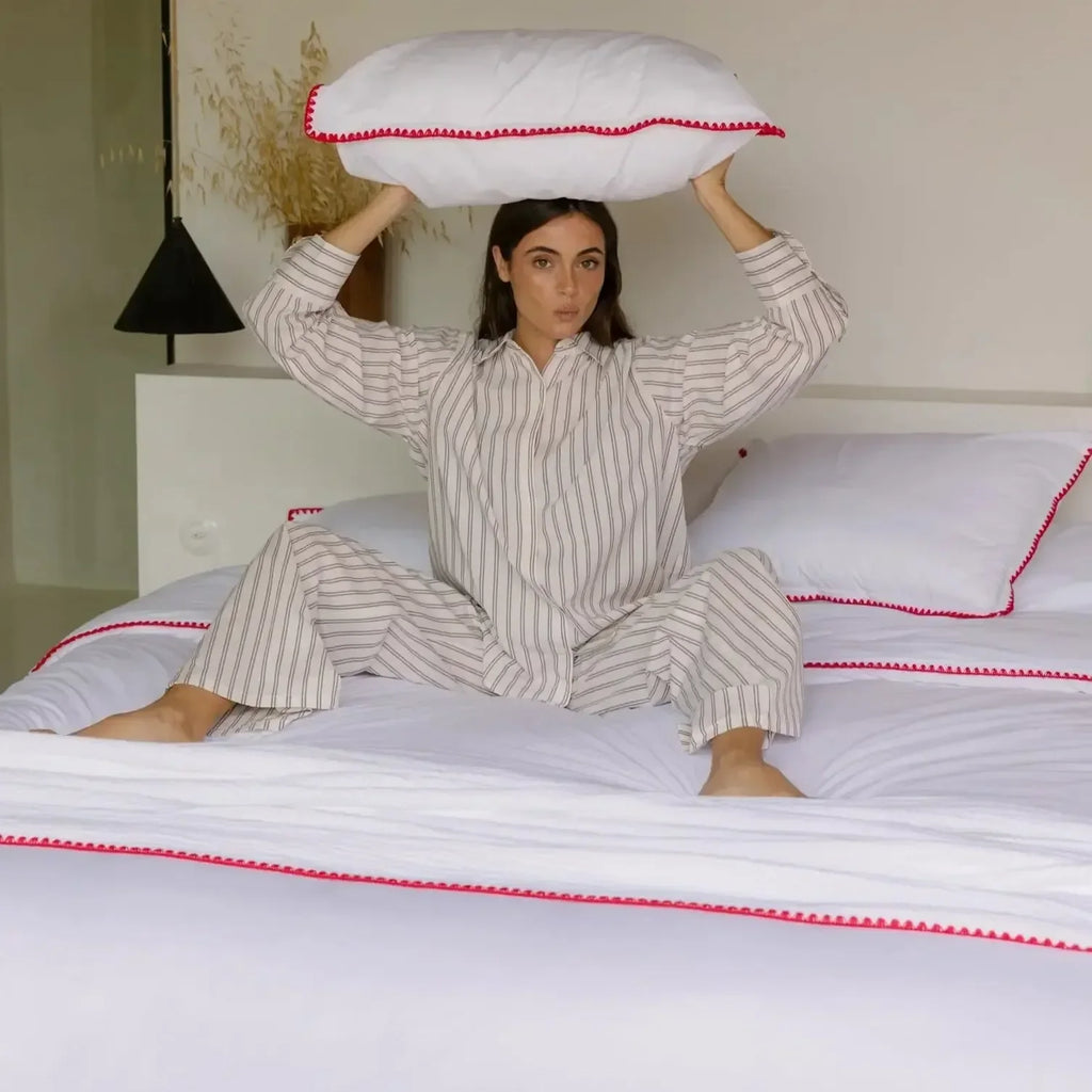 Cascais Percale 400TC Duvet Cover - Red