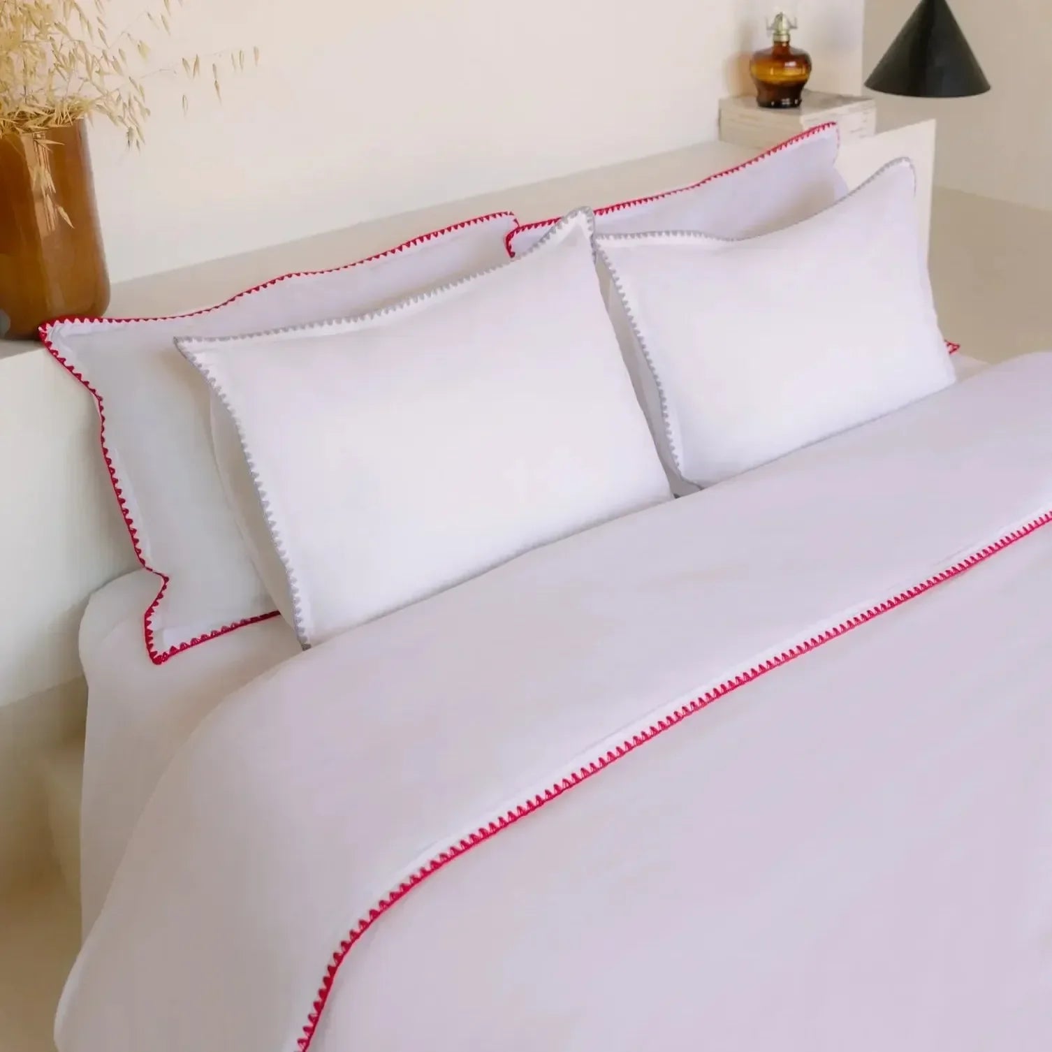 Cascais Percale 400TC Duvet Cover - Red